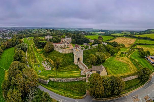 Aerial view of Carisbrooke Castle, Isle of Wight